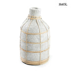 Váza - terrakotta, szürke, rattannal, 24 cm | WILLOW - SMOL