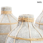 Váza - terrakotta, szürke, rattannal, 24 cm | WILLOW - SMOL