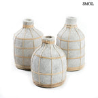 Váza - terrakotta, szürke, rattannal, 24 cm | WILLOW - SMOL