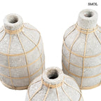 Váza - terrakotta, szürke, rattannal, 24 cm | WILLOW - SMOL