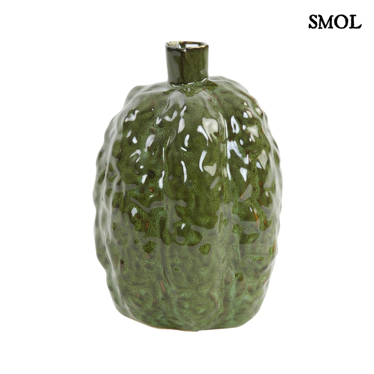 AUDREY - zöld kerámia díszváza - 20,5 cm - smol.hu - fehér háttérrel