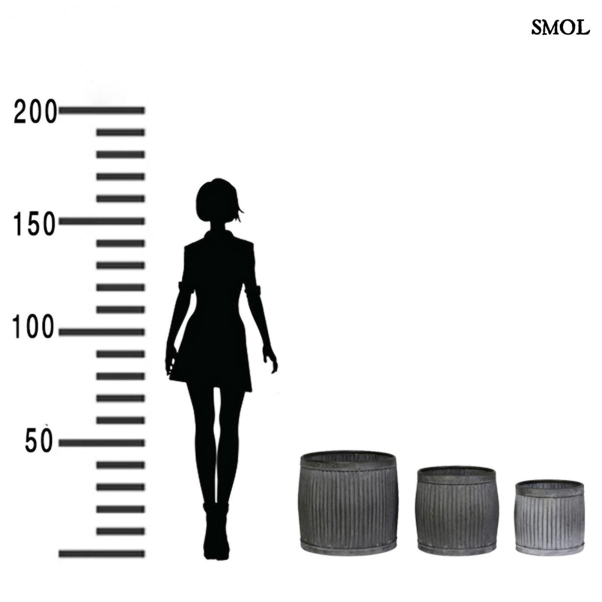 Virágtartó és kisasztal szett - 3 db-os, antikolt szürke, fém | FRIDA - smol.hu - méretarányosan