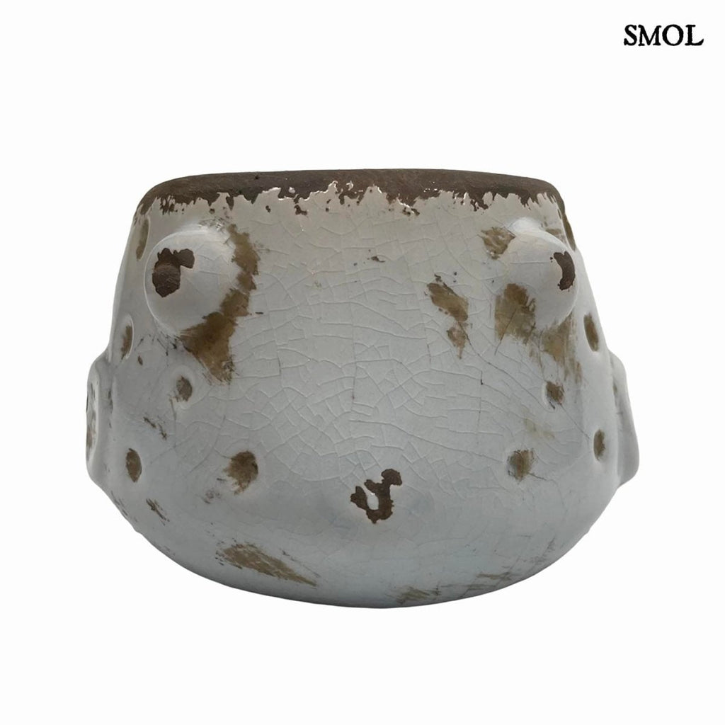 Virágtartó - fehér hal, kerámia, 18,5 cm | BUBBLES - smol.hu - elölről