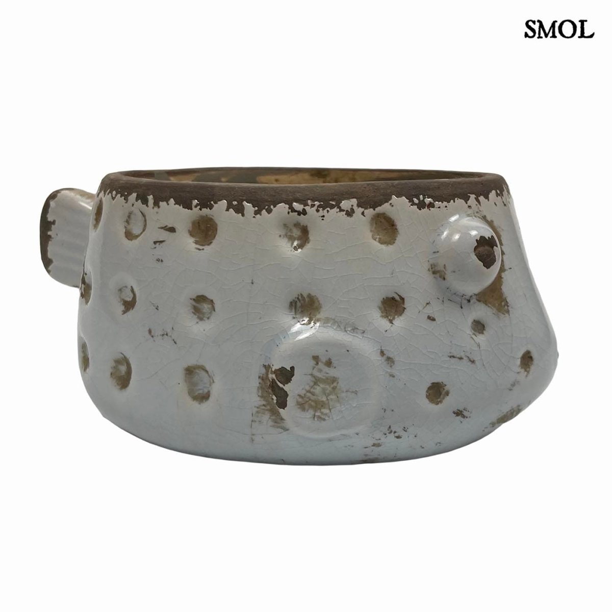 Virágtartó - fehér hal, kerámia, 18,5 cm | BUBBLES - smol.hu - fehér háttérrel