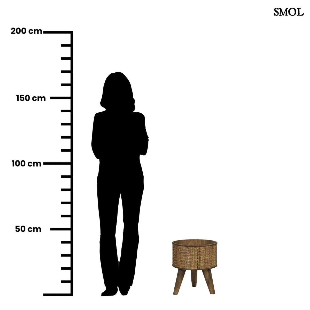 Virágtartó - rattan, 35 cm | CANEA - smol.hu - méretarányosan