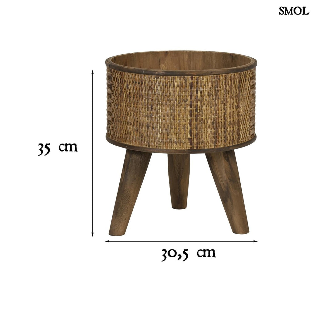 Virágtartó - rattan, 35 cm | CANEA - smol.hu - méretekkel
