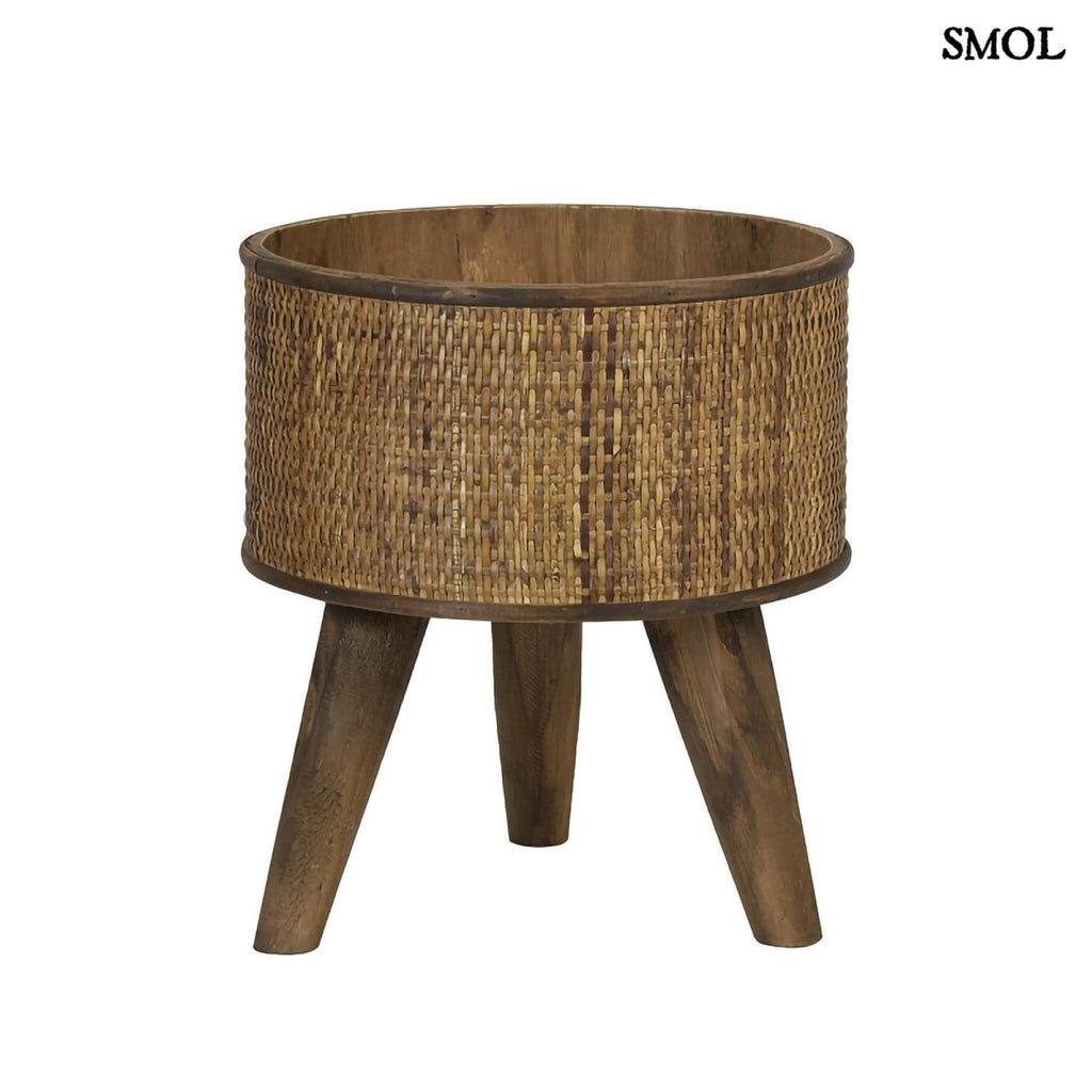 Virágtartó - rattan, 35 cm | CANEA - smol.hu - fehér háttérrel