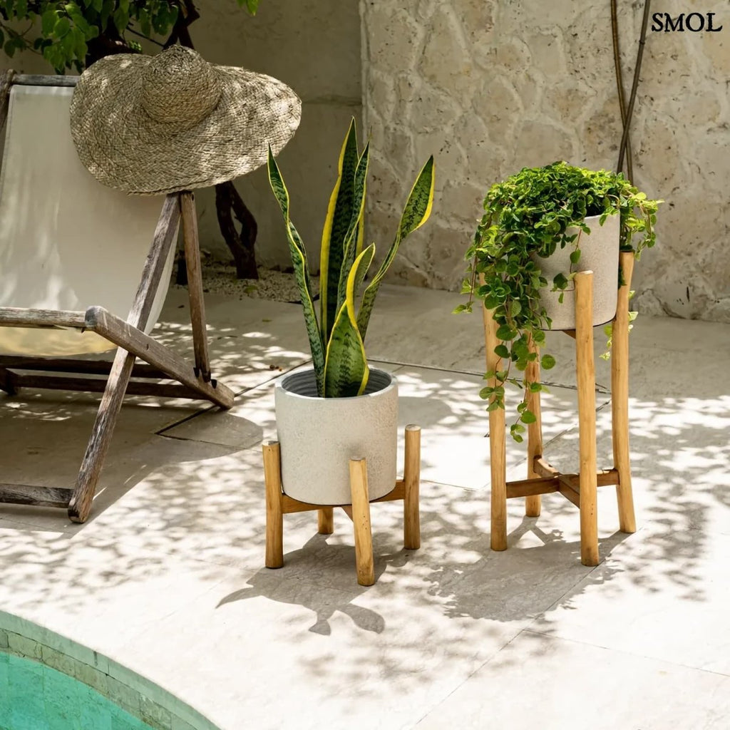 Virágtartó tartón - szürke, 36 cm | CHALK LOW - SMOL