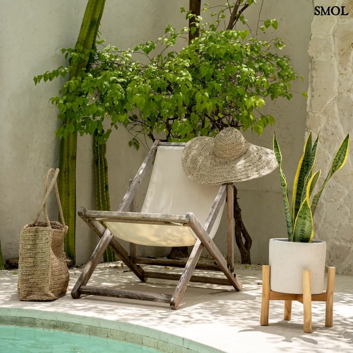 Virágtartó tartón - szürke, 36 cm | CHALK LOW - SMOL