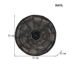 ALER - kerek rattan falilámpa - fekete, 51 cm - smol.hu - méretekkel