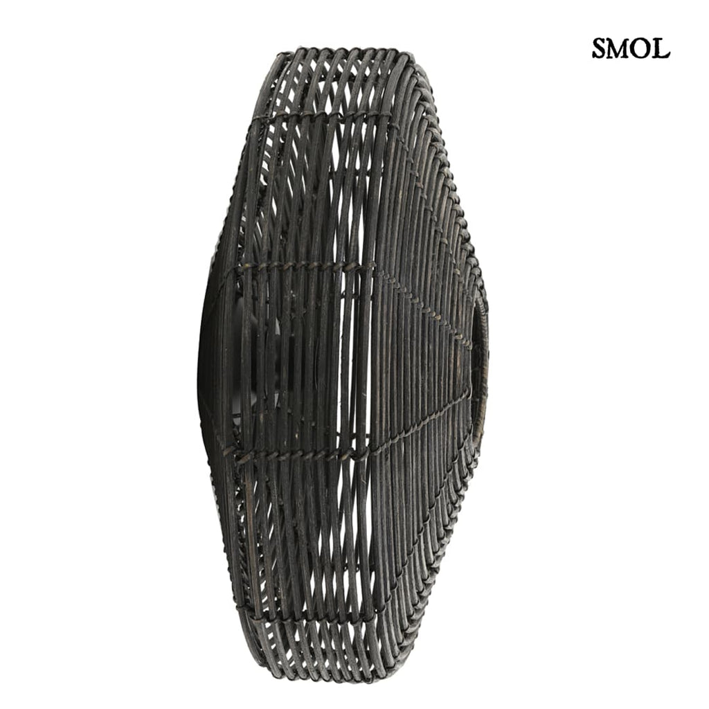 ALER - kerek rattan falilámpa - fekete, 51 cm - smol.hu - oldalról