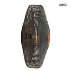 ALER - kerek rattan falilámpa - fekete, 51 cm - smol.hu  - oldalról, világítva
