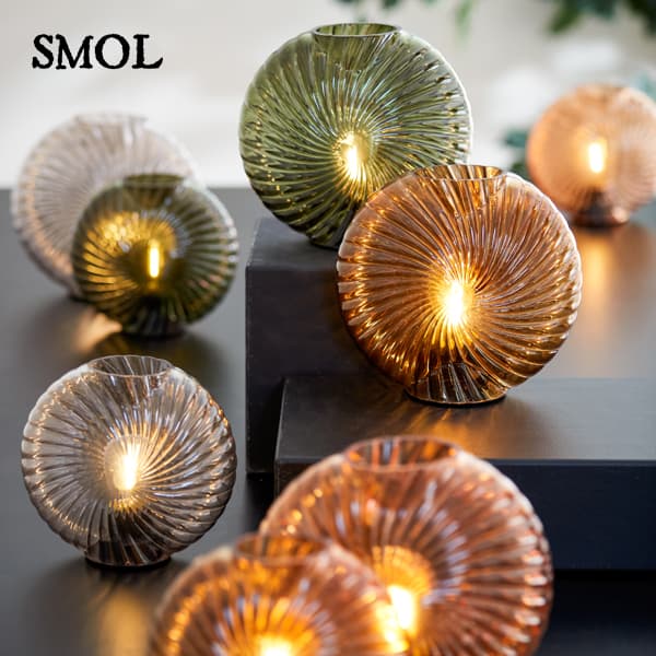 smol.hu -FOLFE, üveg, LED asztali lámpa, 16,5 cm több szsínben, világítva