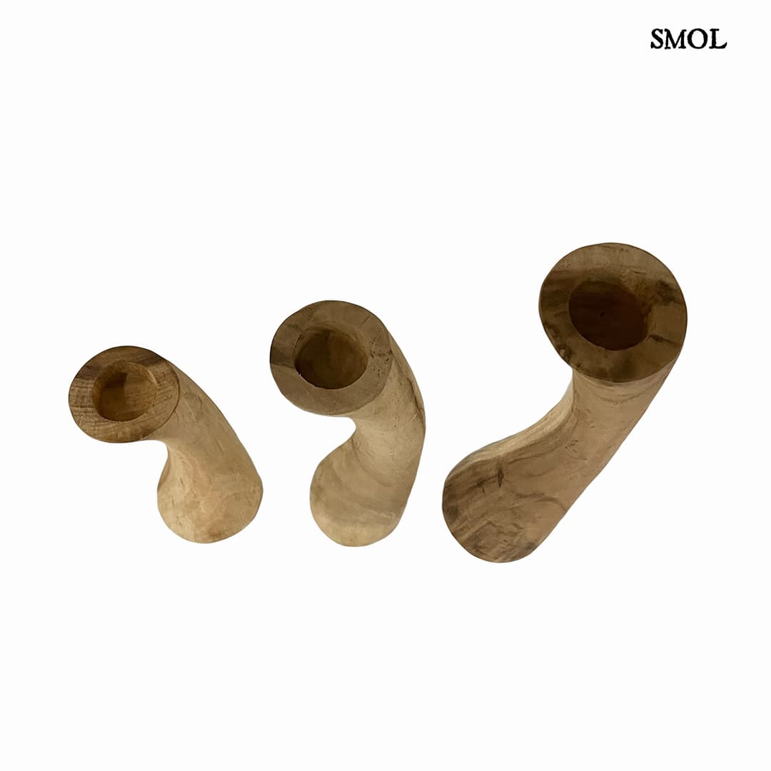 Gyertyatartó szett - natúr, fa, 51 cm | SOLAS - smol.hu - egymás mellett, felülről