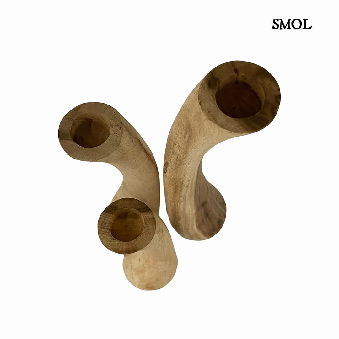 Gyertyatartó szett - natúr, fa, 51 cm | SOLAS - smol.hu - felülről, mécsesek nélkül