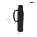 Modern fém váza és gyertyatartó matt fekete színben, méretarányosan