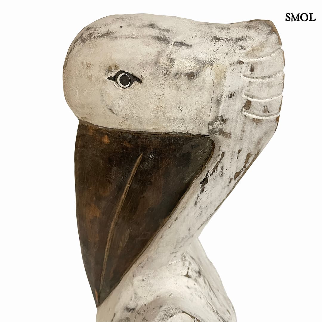 smol.hu - TIMA, fa pelikán szobor, 52 cm feje nagyítva