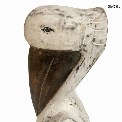 smol.hu - TIMA, fa pelikán szobor, 52 cm feje nagyítva