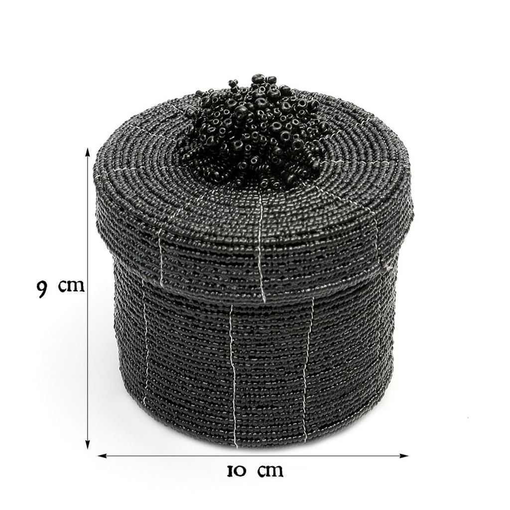 Tároló - fekete gyöngyös, 12 cm | JUBILO - smol.hu - méretekkel