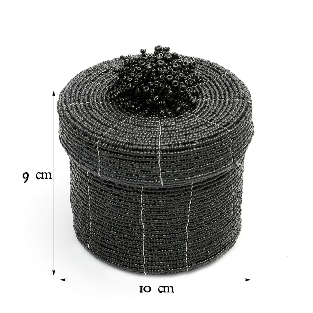 Tároló - fekete gyöngyös, 12 cm | JUBILO - smol.hu - méretekkel