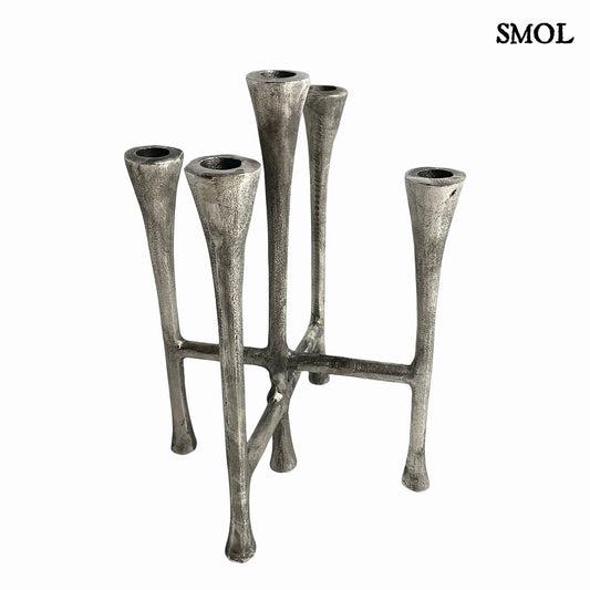 smol.hu-ALED, 5 ágú, antik ezüst színű, fém gyertyatartó termékképe