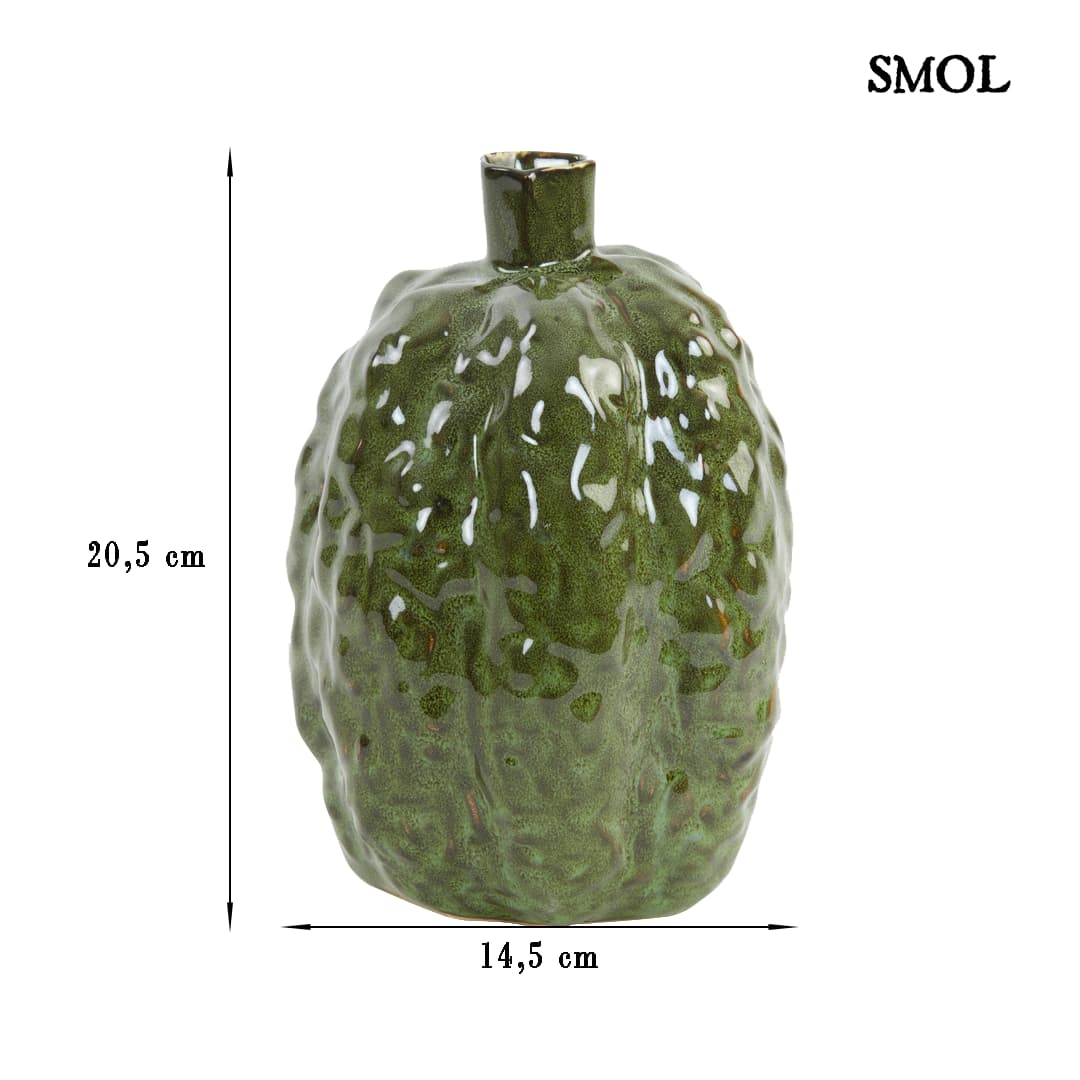 smol.hu - audrey, zöld kerámia váza méretekkel