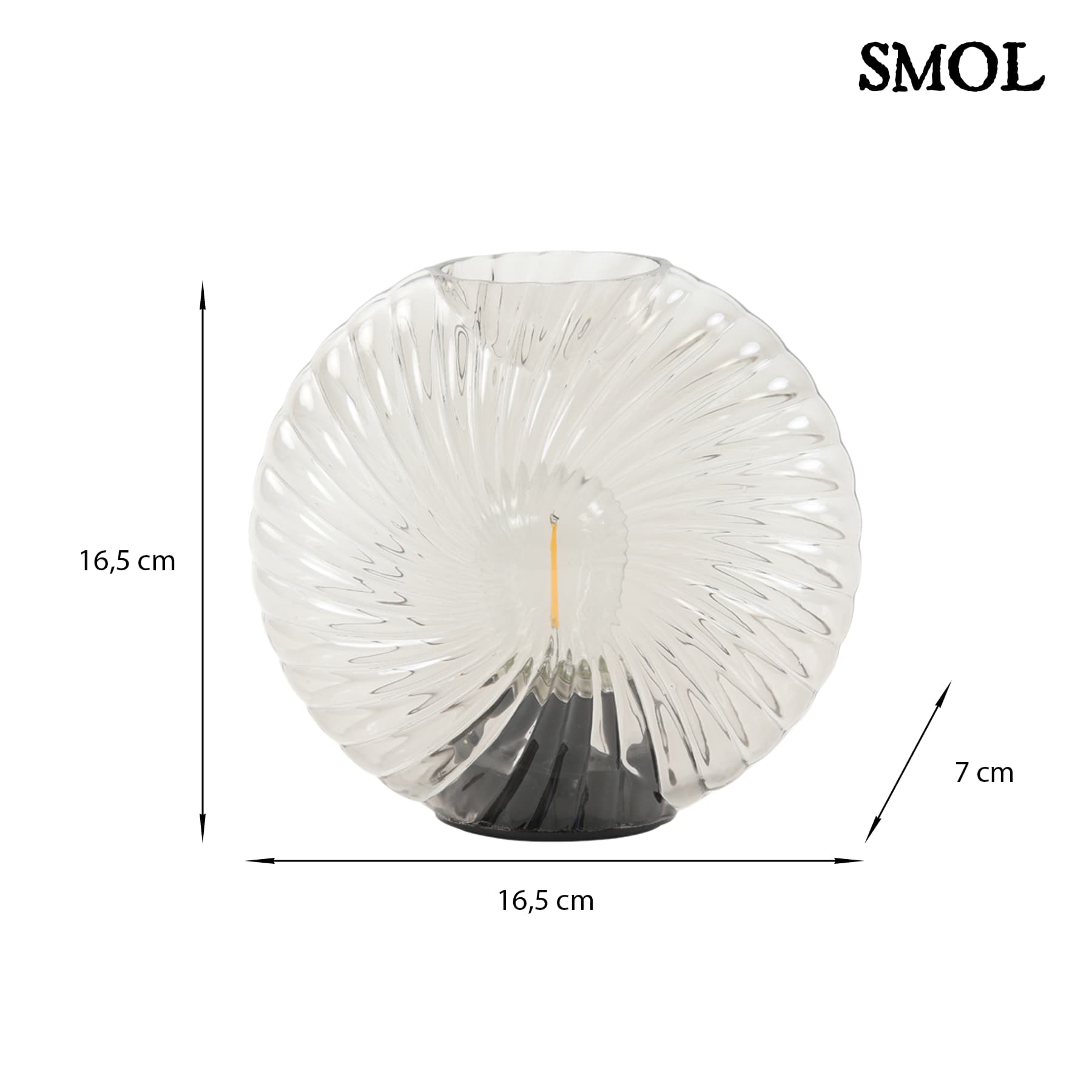 smol.hu -FOLFE, üveg, LED asztali lámpa, 16,5 cm méretekkel