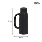 Gyertyatartó és váza - fekete, fém, 14cm | OLLIE - smol.hu - méretekkel