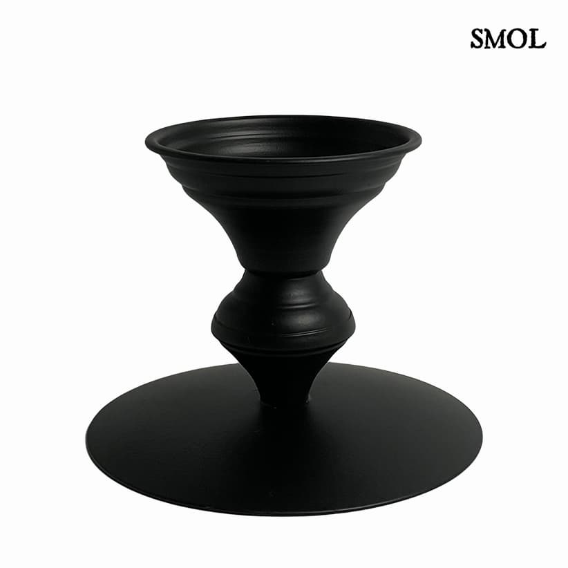 Gyertyatartó - fekete, fém, 12,5cm | RIA - smol.hu - megfordítva