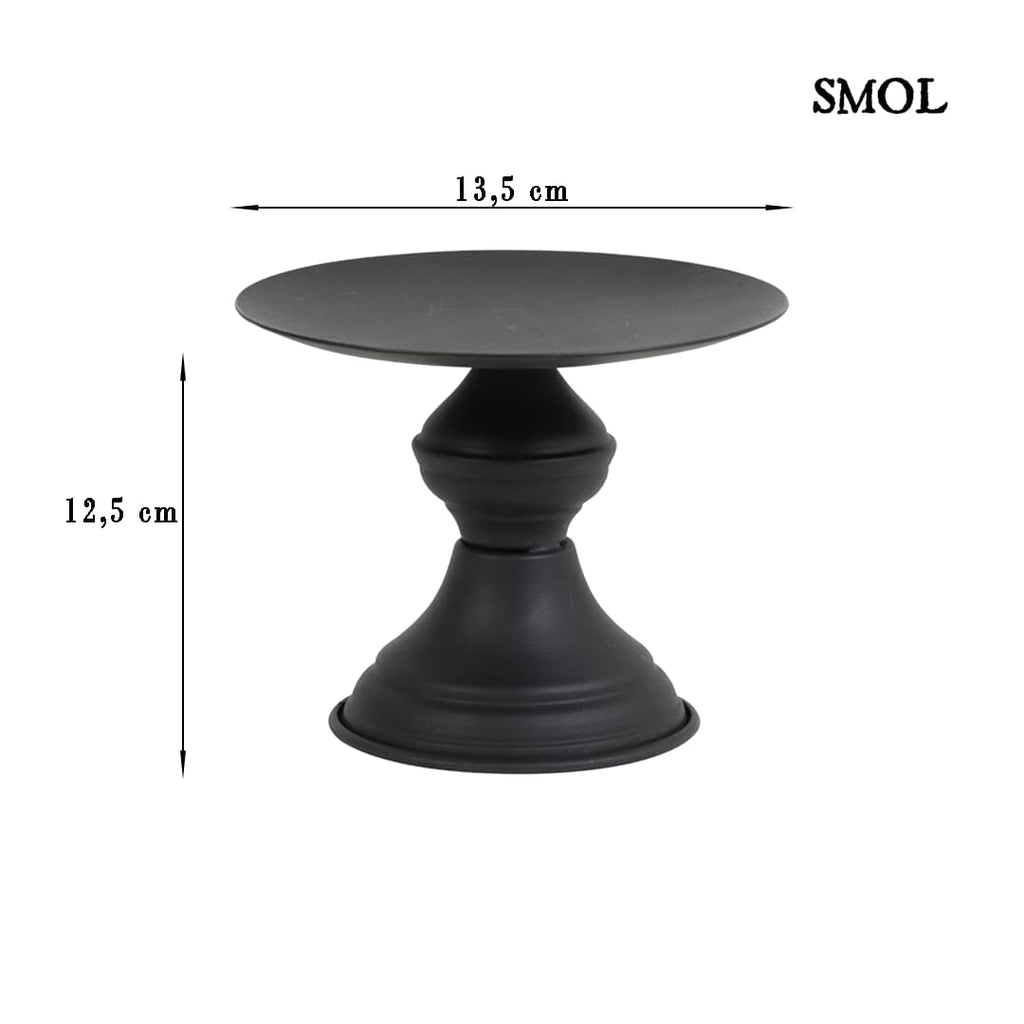 Gyertyatartó - fekete, fém, 12,5cm | RIA - smol.hu - méretekkel