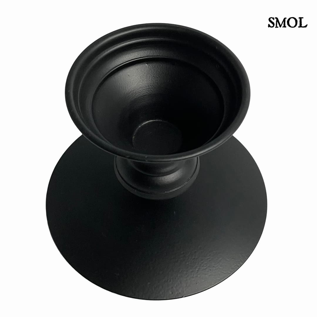 Gyertyatartó - fekete, fém, 12,5cm | RIA - smol.hu - felülről