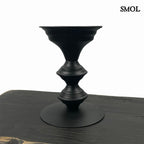 Gyertyatartó - fekete, fém, 18,5cm | PONZO -smol.hu - oldalról