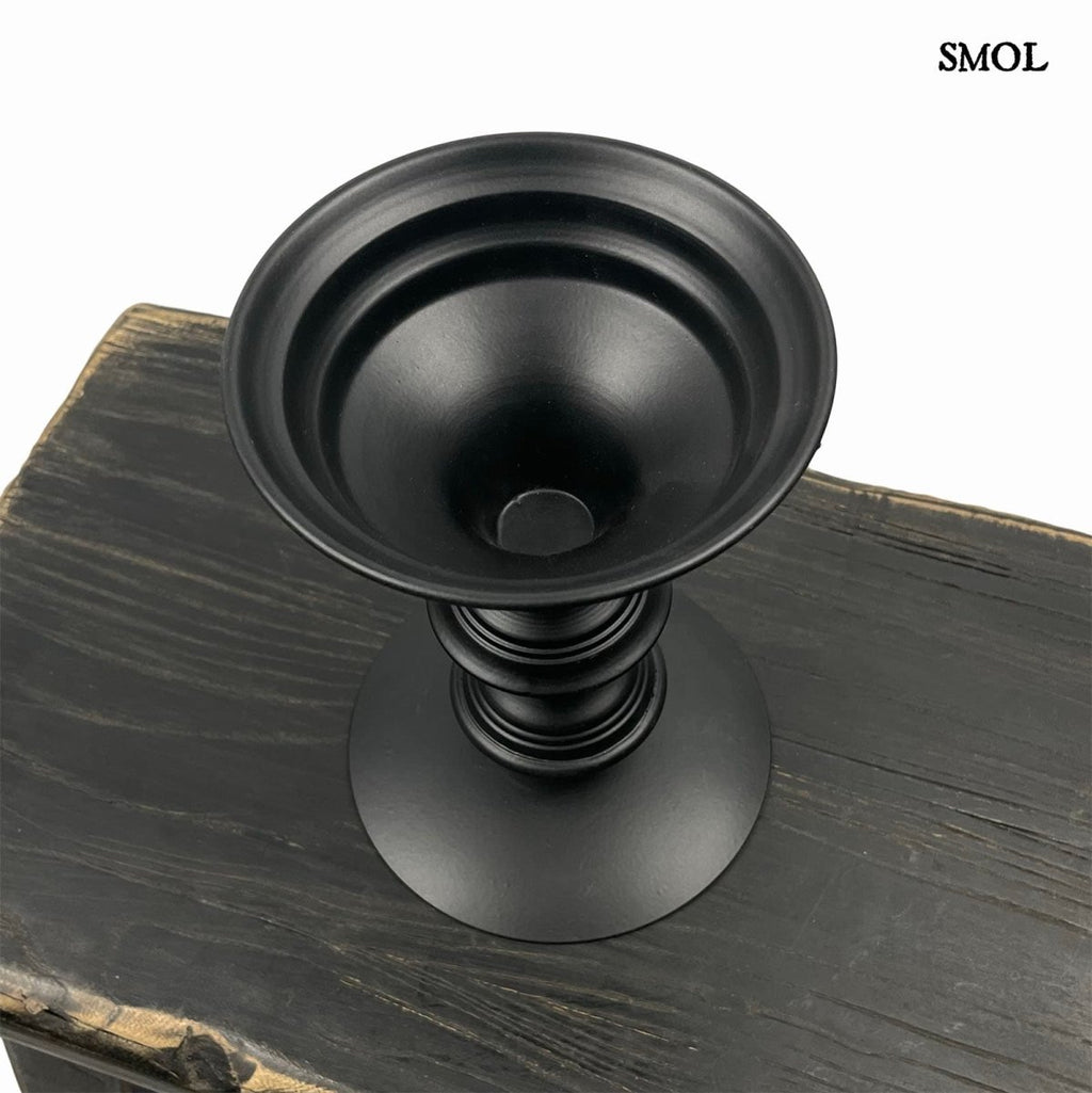 Gyertyatartó - fekete, fém, 18,5cm | PONZO -smol.hu - felülről