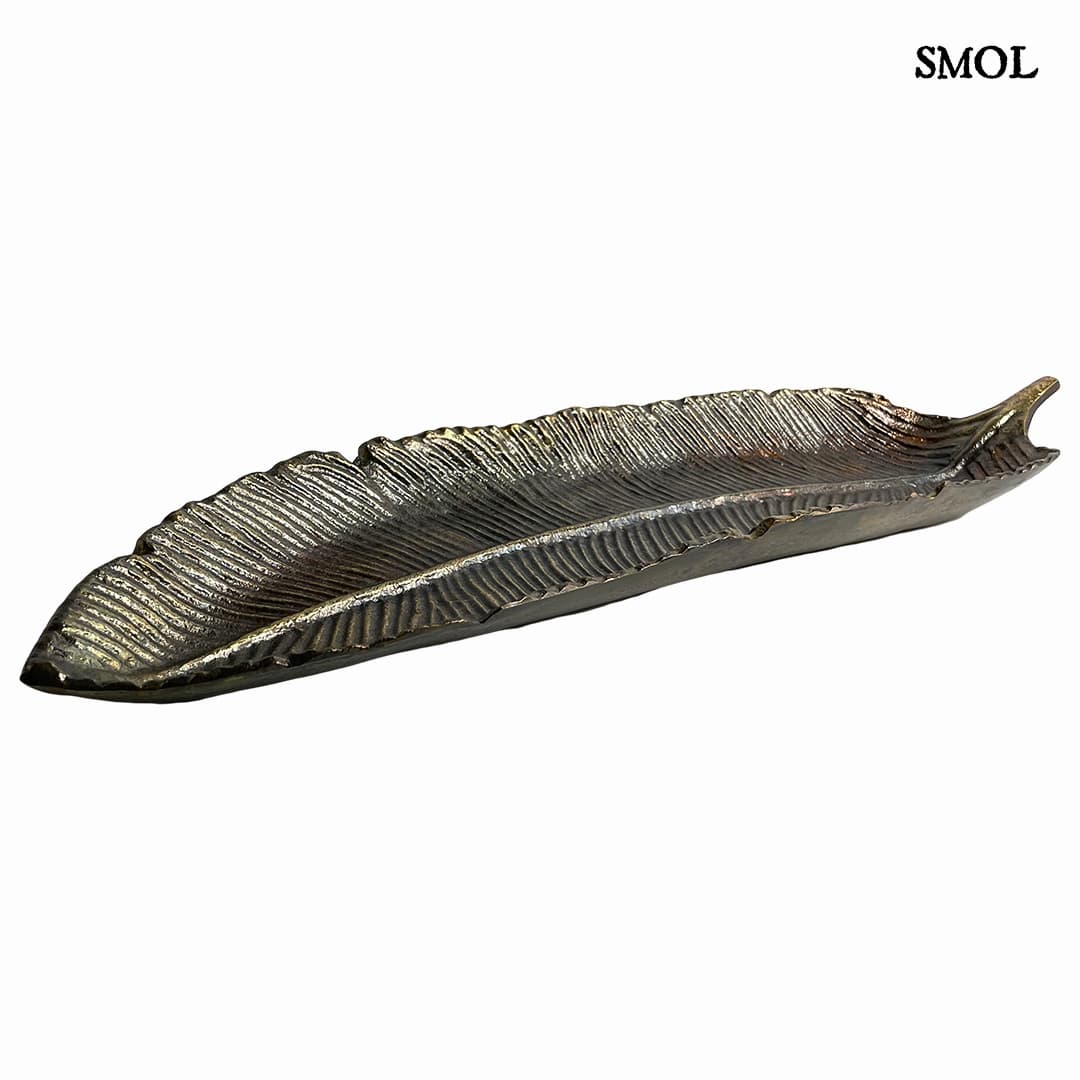 Dísztál - fém, levélforma, 60 cm | PETAL - smol.hu - oldalró