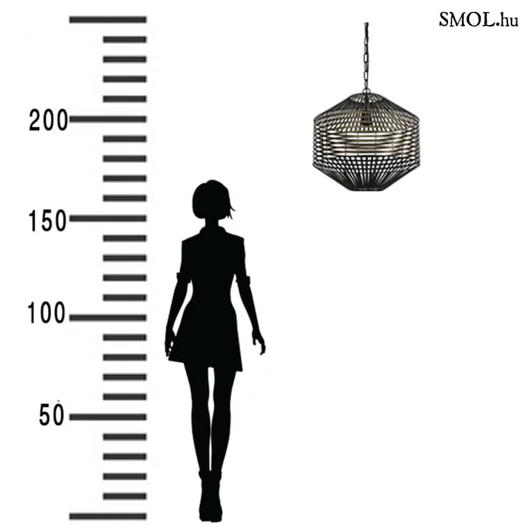 smol.hu -SEENA, fém függőlámpa, d47cm méretarányosan