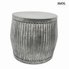 Virágtartó és kisasztal szett - 3 db-os, antikolt szürke, fém | FRIDA - smol.hu - oldalról